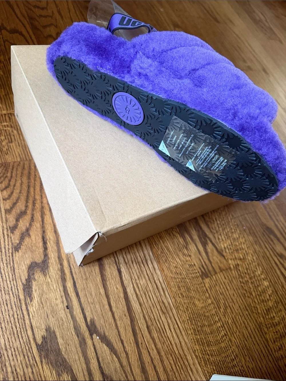 UGG Purple Plush Slide with Branded Strap